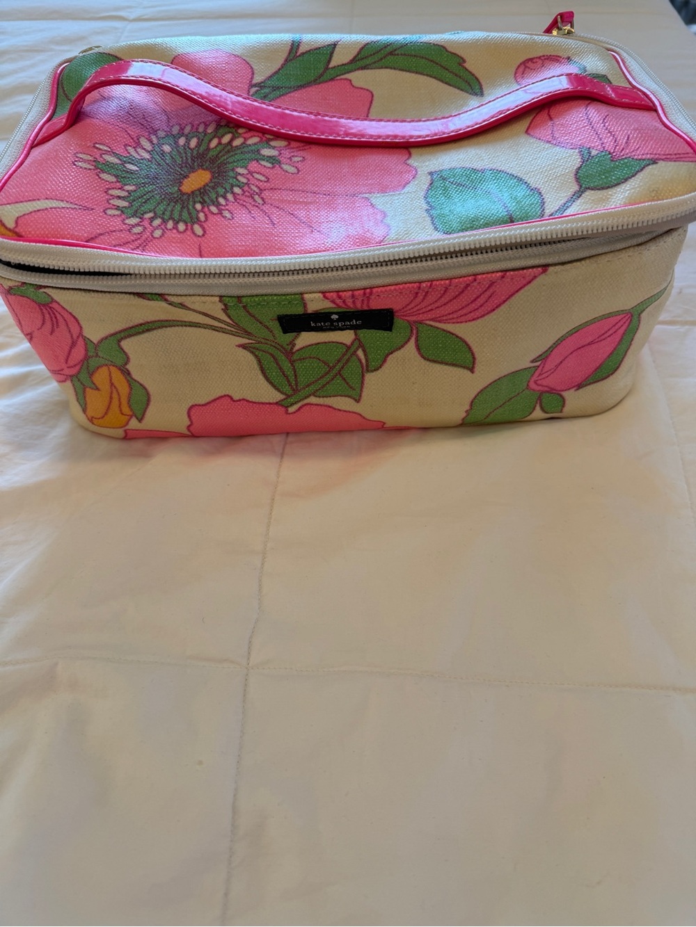 kate spade Pink Floral Canvas Zip Cosmetic Case